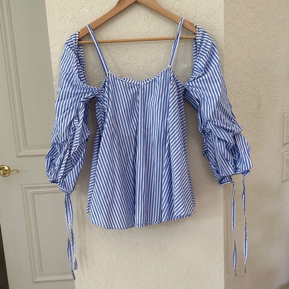 MISS SIXTY size M Blue Striped Women's Top